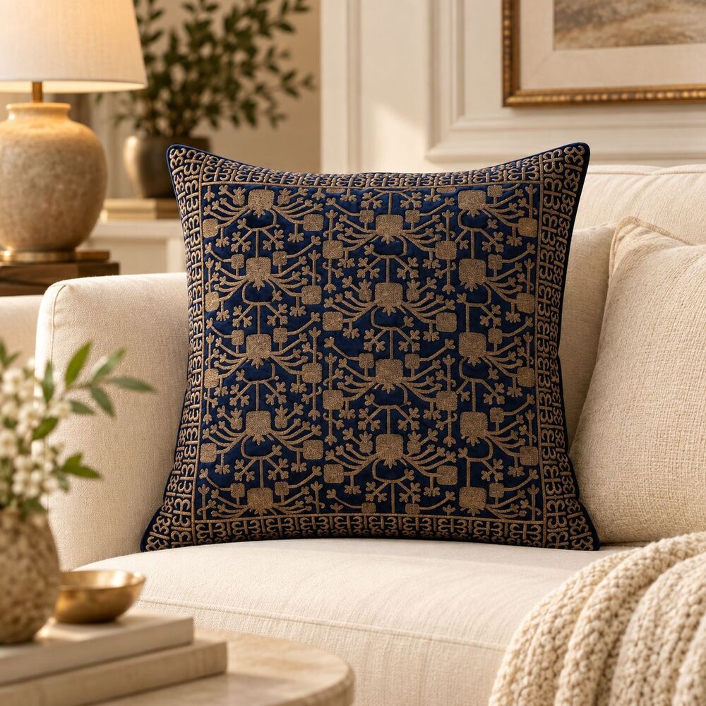 1 PCS Metallic Embroidered Cushion Cover Square Throw Pillow Case Sofa 290559